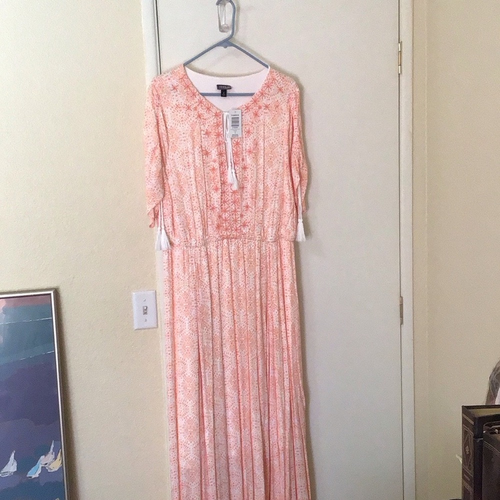 Torrid Maxi 2X Tassels Gauze Lined Pastel Orange Cottagecore Boho Whimsicore NWT